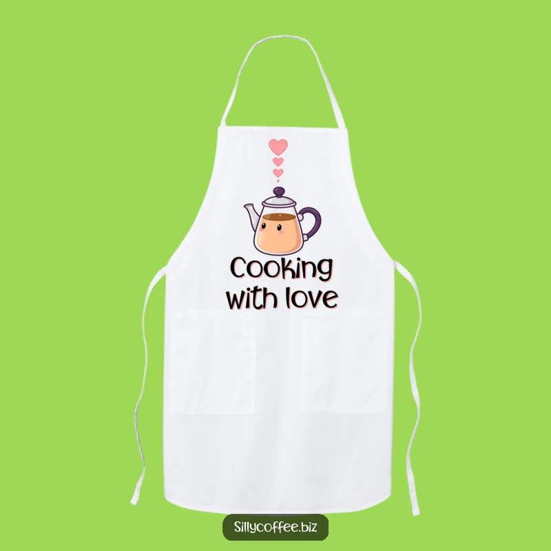 Love Pot Funny Apron: Kawaii Heart Steam Kitchen Wear, Sweet Cooking Gift