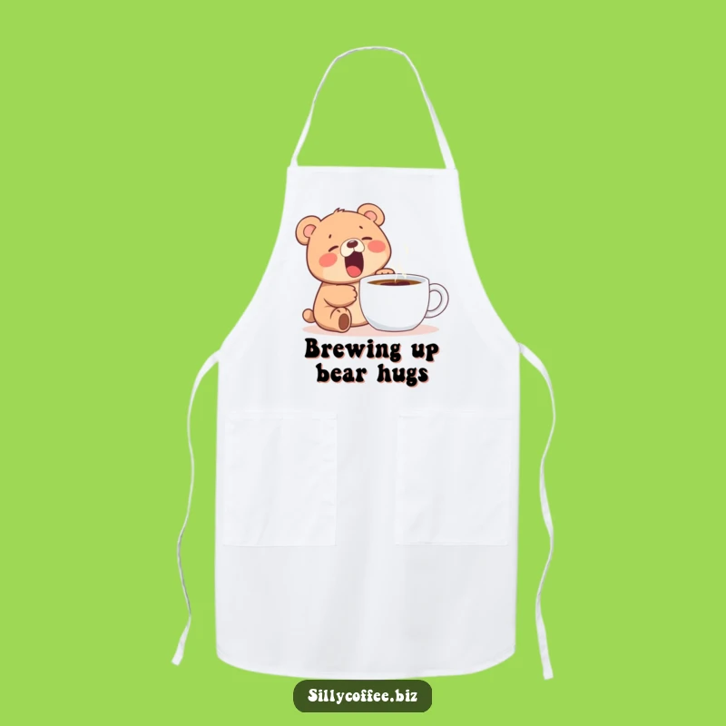 Funny Bear Cub Apron: Kawaii Yawn Coffee Lover, Cute Kitchen Gift