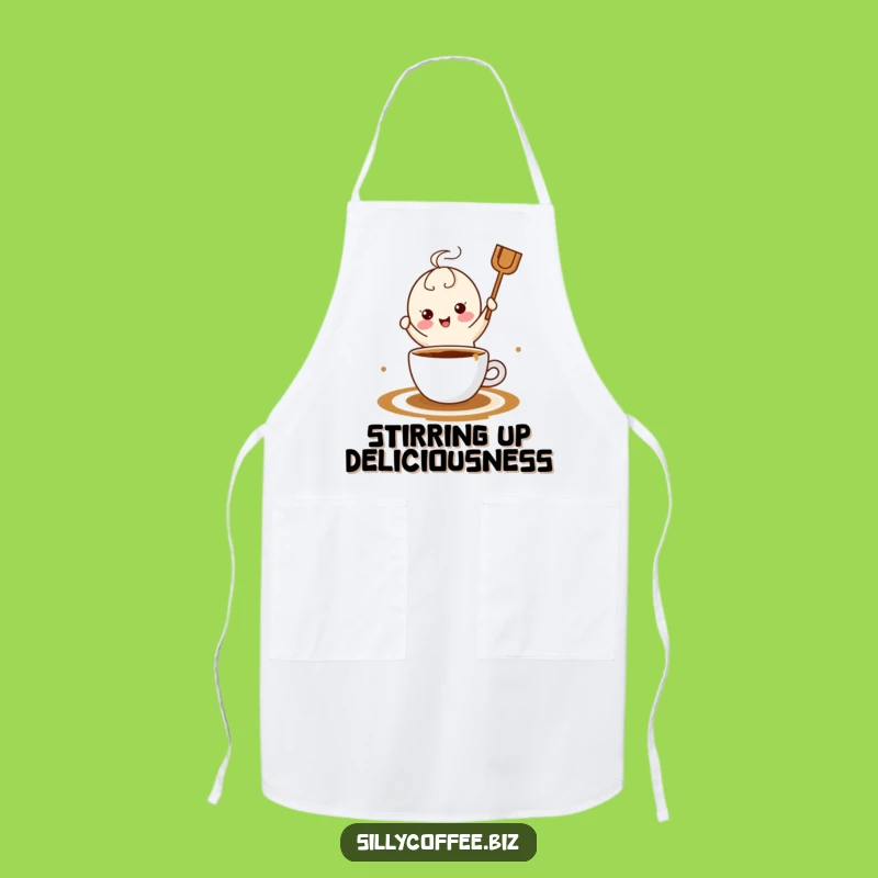 Funny Kawaii Coffee Stirrer Apron - Chef's Delightful and Hilarious Kitchen Accessory