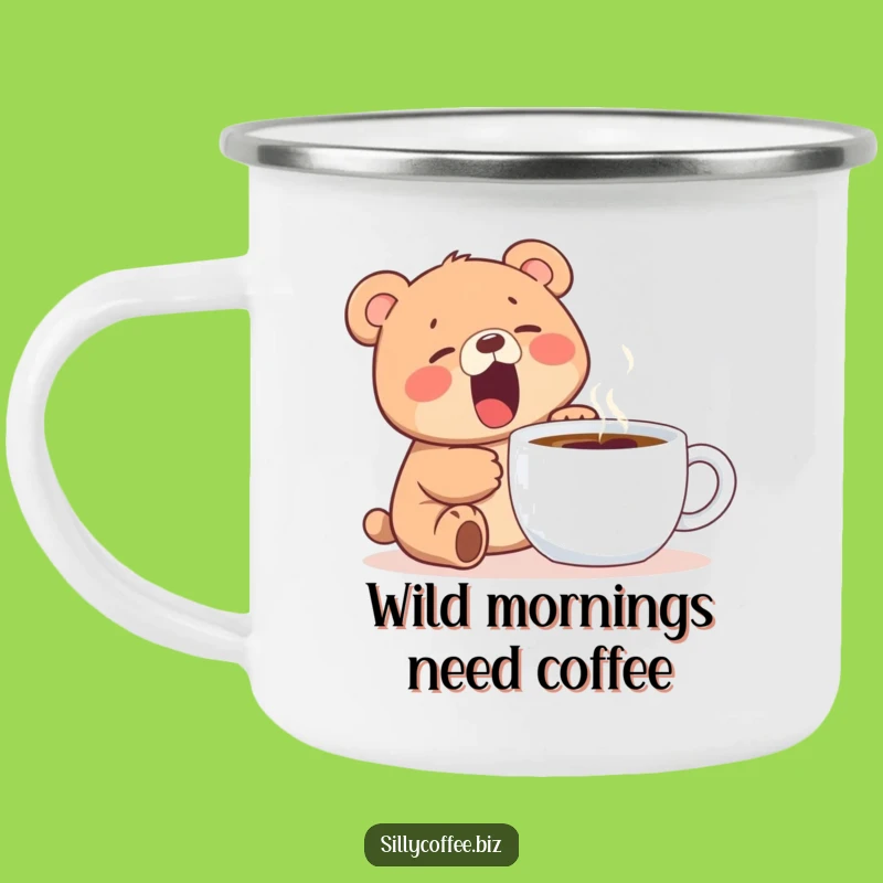Funny Bear Cub Camping Mug: Kawaii Yawn Coffee Lover, Cute Outdoor Gift