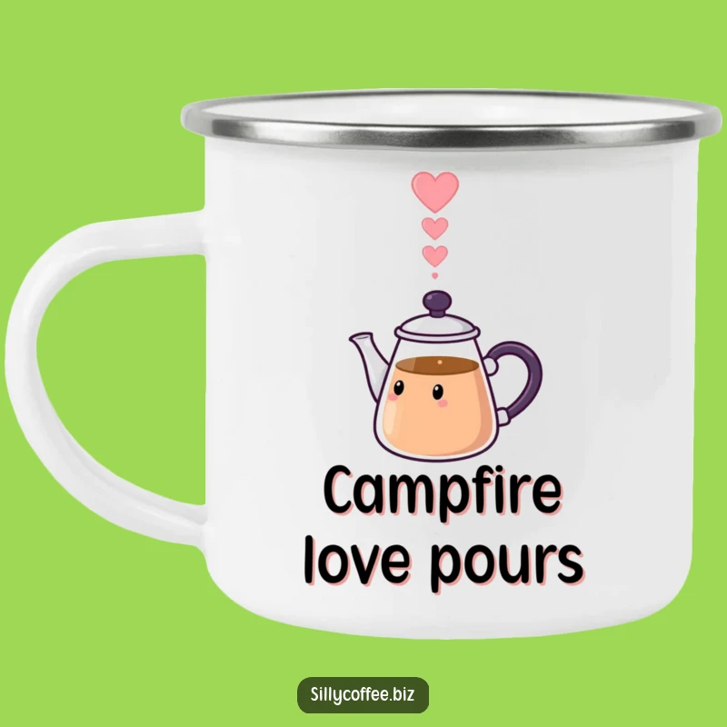 Love Pot Funny Camping Mug: Kawaii Heart Steam Enamel Cup, Outdoor Romance Gift