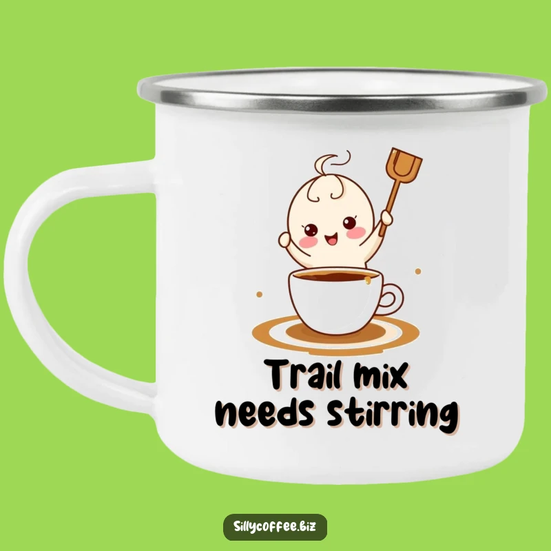 Funny Kawaii Coffee Stirrer Camping Mug - Outdoor Adventures with Hilarious Coffee Art