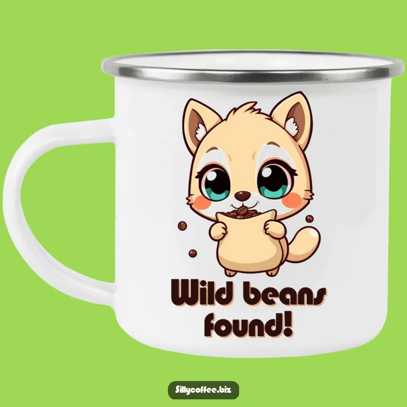 Funny Coffee Bean Camping Mug: Trail Energy, Your Adventurous Humorous Gift