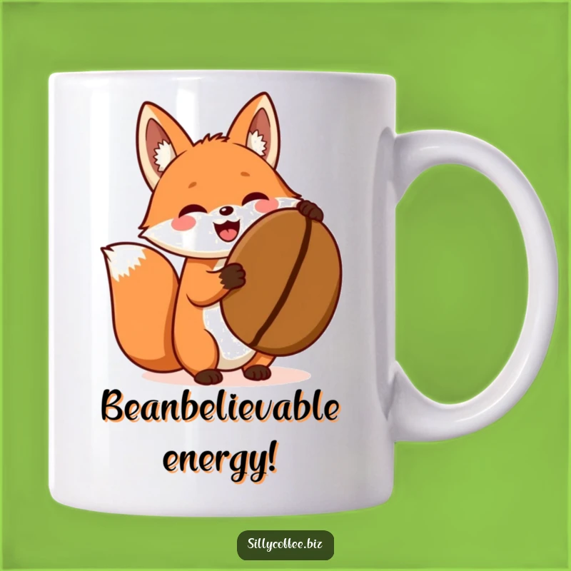 Funny Fox Mug: Kawaii Coffee Bean Excitement, Perfect Gift for Coffee Lovers