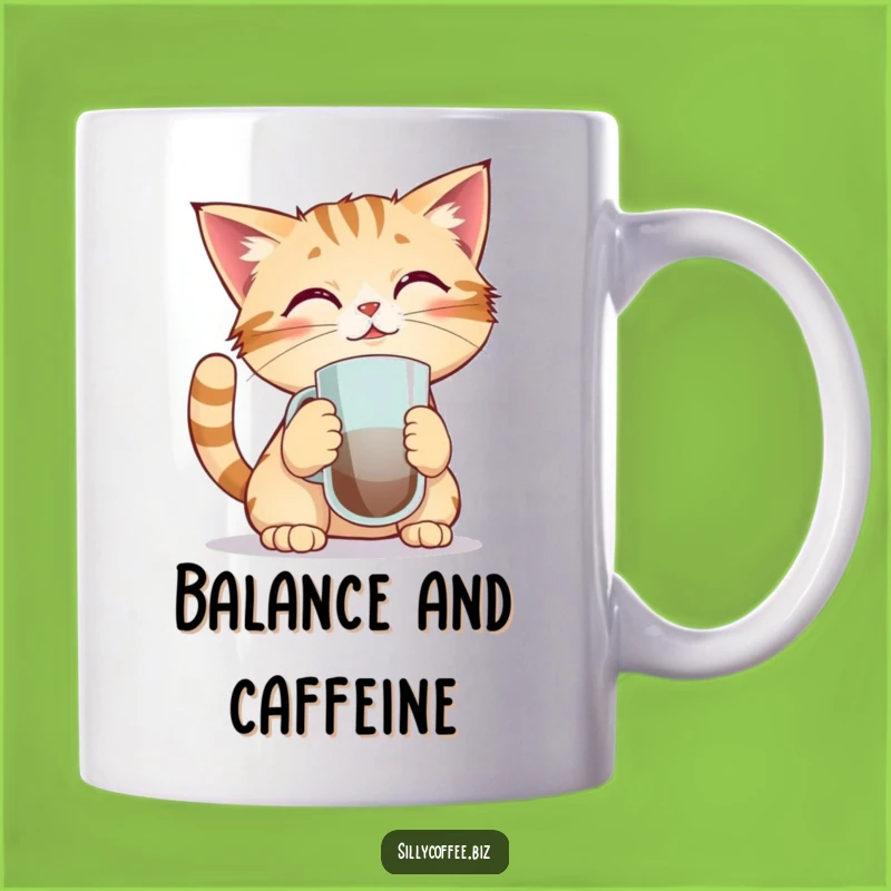 Funny Kawaii Cat Mug - Balancing Act Coffee Lover Gift