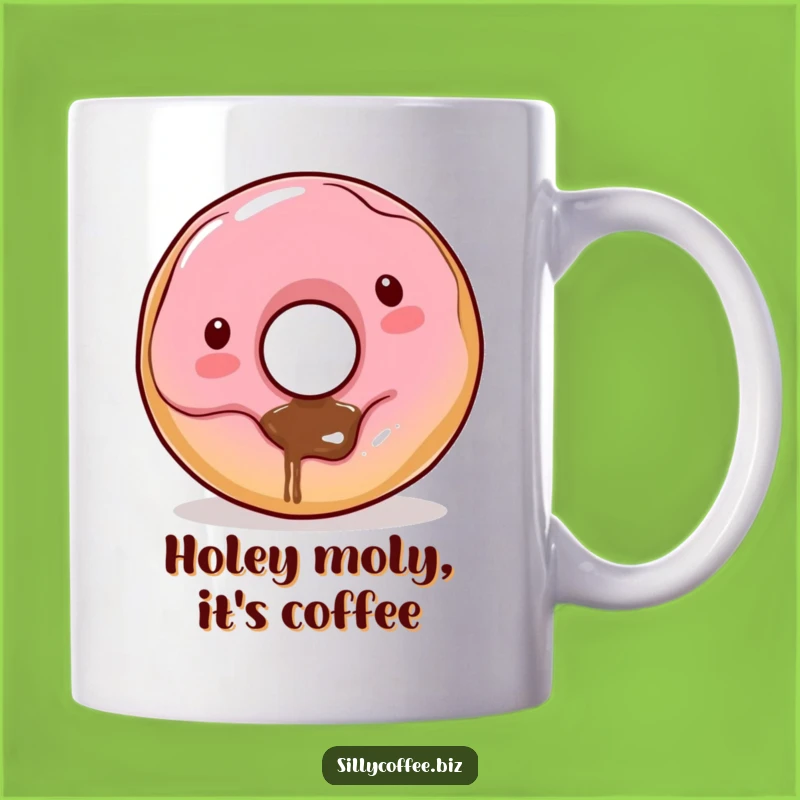 Funny Kawaii Donut Coffee Mug: Playful Donut Dribbling Coffee Hole Gift