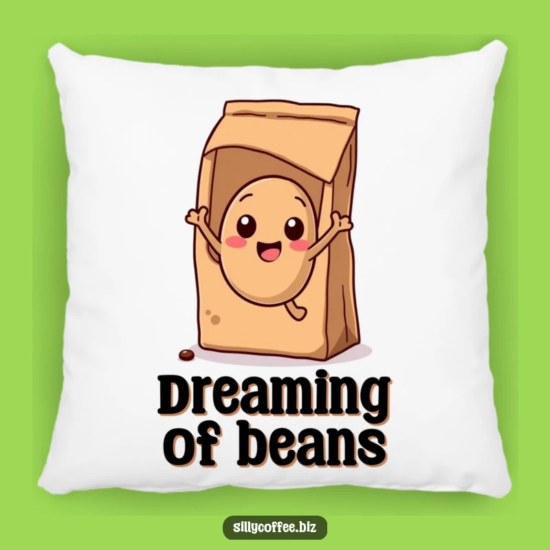 Excited Coffee Bean Funny Pillow: Kawaii Jumping Cushion, Playful Gift