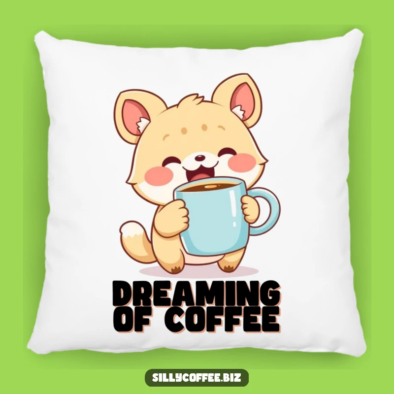 Funny Animal Pillow: Cozy Coffee Accent, A Cute Humorous Gift