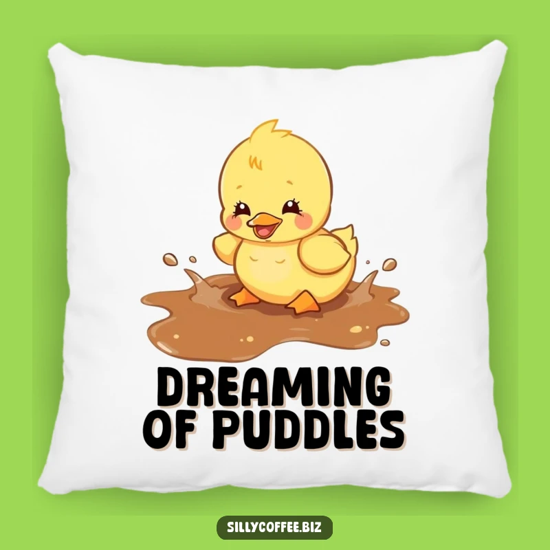 Funny Kawaii Duckling Pillow - Cozy Coffee Spill Accent