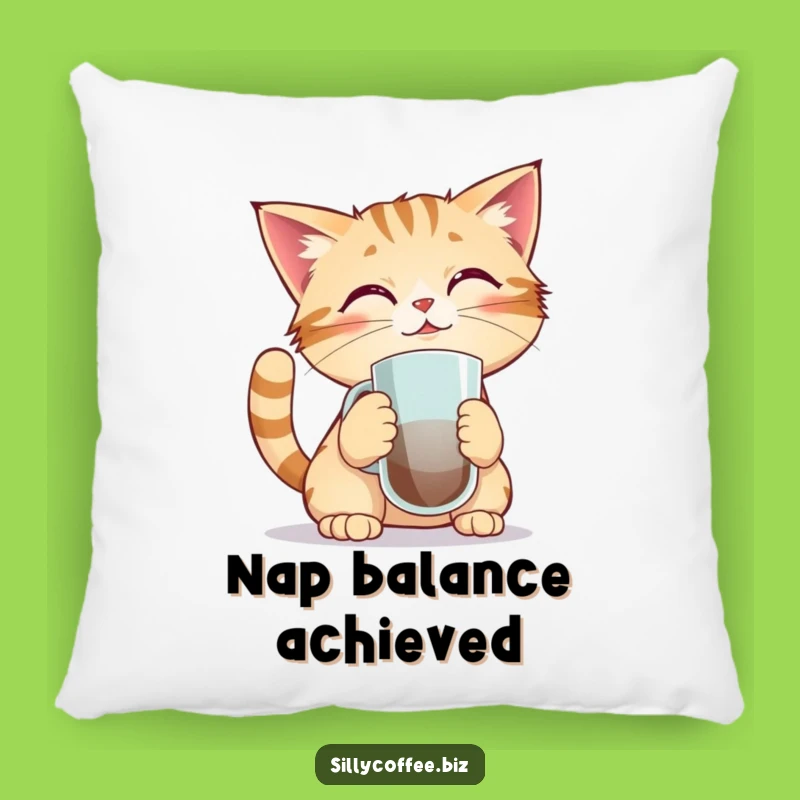 Funny Kawaii Cat Pillow - Cozy Balancing Act Accent