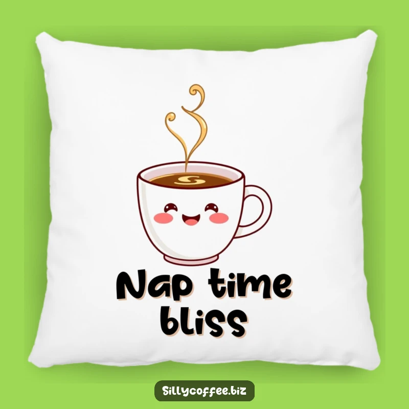 Happy Kawaii Coffee Pillow: Funny Steaming Cup Cushion, Cozy Joyful Gift