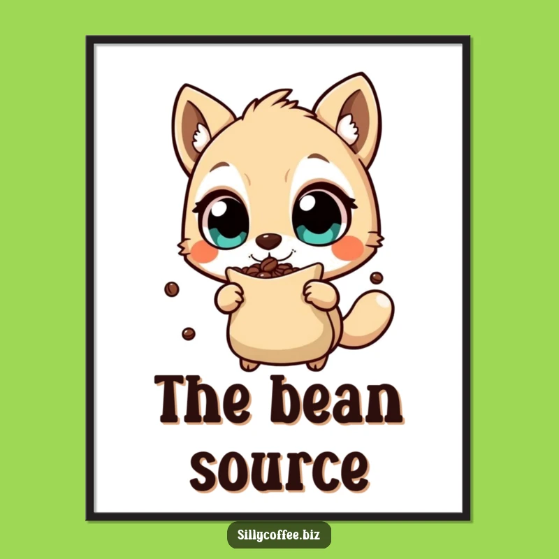 Funny Coffee Bean Digital Art: Energetic Beans, A Humorous Gift Print