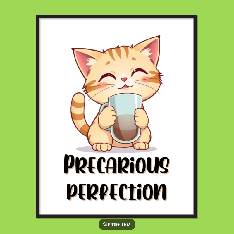 Funny Kawaii Cat Digital Art - Balancing Act Download