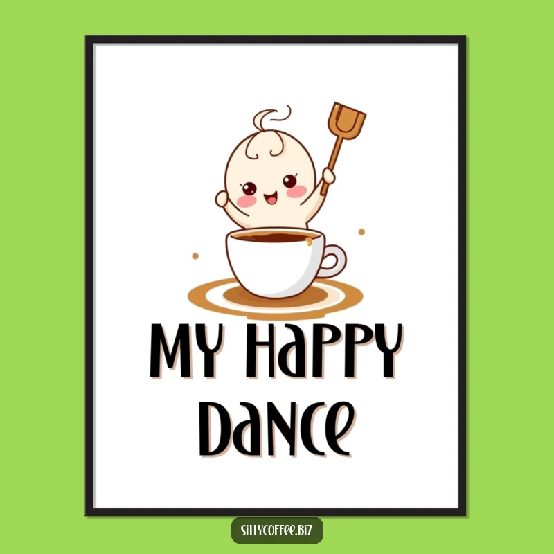 Funny Kawaii Coffee Stirrer Dance Digital Art - Instant Hilarious Download for Coffee Lovers