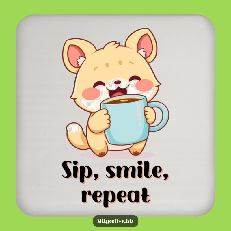 Funny Animal Coaster: Coffee Protection, A Cute Humorous Gift