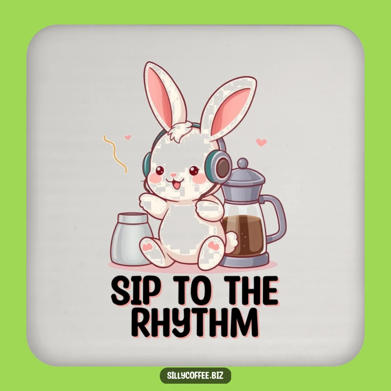 Funny Kawaii Bunny Coaster - Groovy Music & Coffee Table Protector
