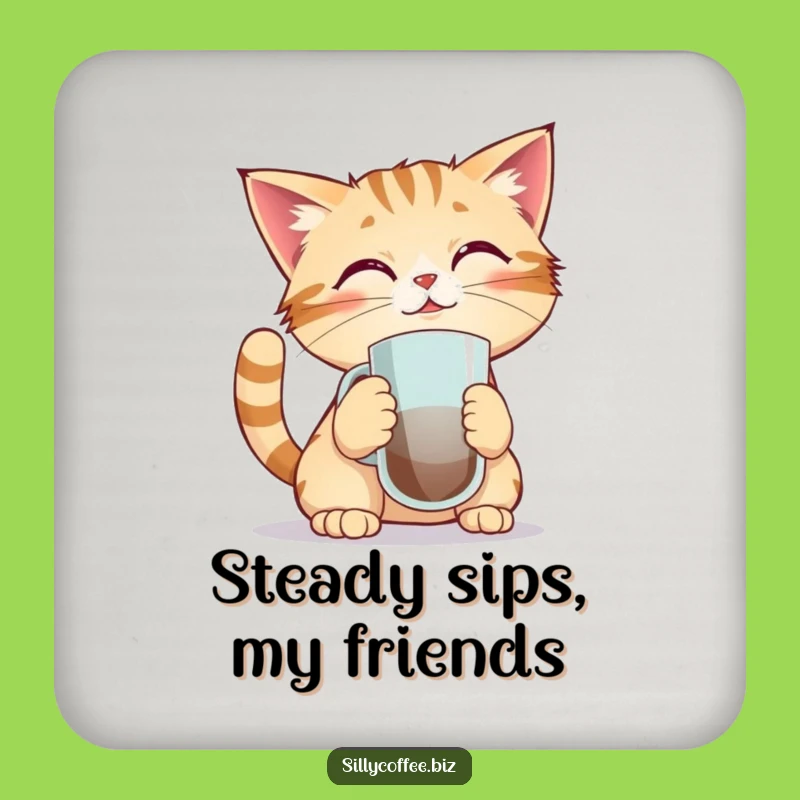 Funny Kawaii Cat Coaster - Balancing Act Coffee Table Decor
