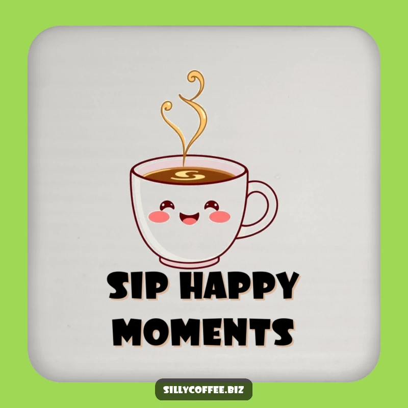 Happy Kawaii Coffee Coasters: Funny Steaming Cup Set, Charming Drink Gift