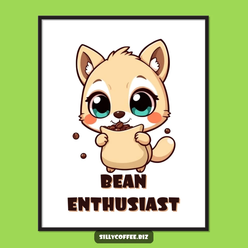 Funny Coffee Bean Poster: Energetic Art, A Jittery Humorous Gift
