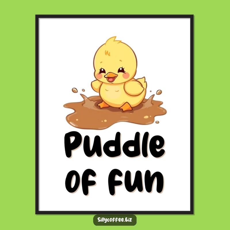 Funny Kawaii Duckling Poster - Coffee Spill Splash Art Print