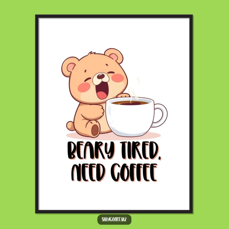 Free Printable Bear Coffee Wall Art: Cute Kawaii Downloadable Decor for Coffee Lovers