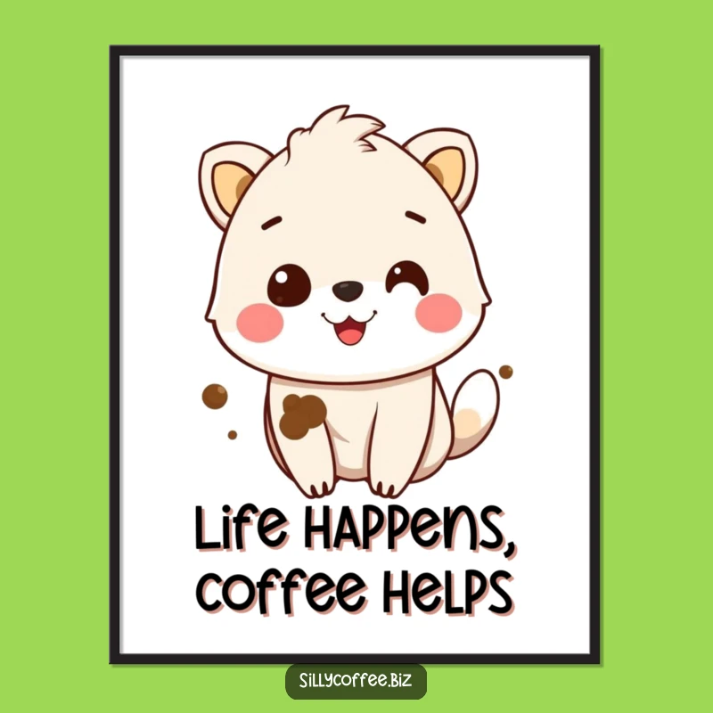 Funny Free Printable Wall Art: Coffee Stain Animal Smile, Whimsical Downloadable Decor