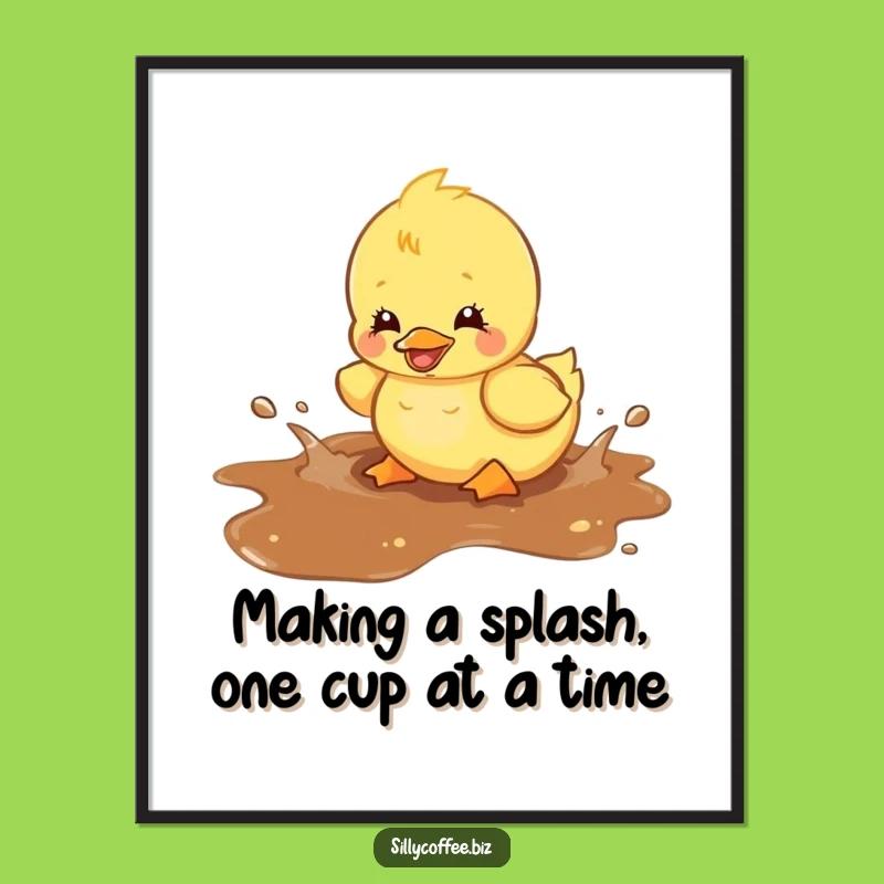 Funny Free Printable Wall Art: Duckling's Coffee Chaos, Whimsical Downloadable Decor for Coffee Lovers