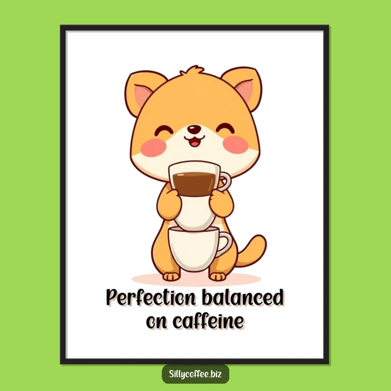 Funny Free Printable Wall Art: Coffee Balancing Animal, Quirky Downloadable Decor for Home