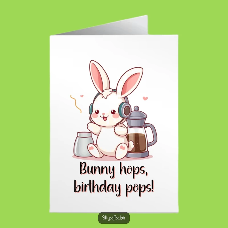 Free Printable Birthday Card: Groovy Bunny DJ, Funny Downloadable Gift for Music Lovers