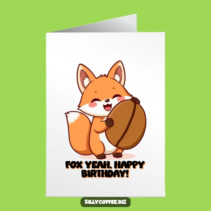 Free Printable Fox Coffee Birthday Card: Energetic Downloadable Gift for Coffee Fans