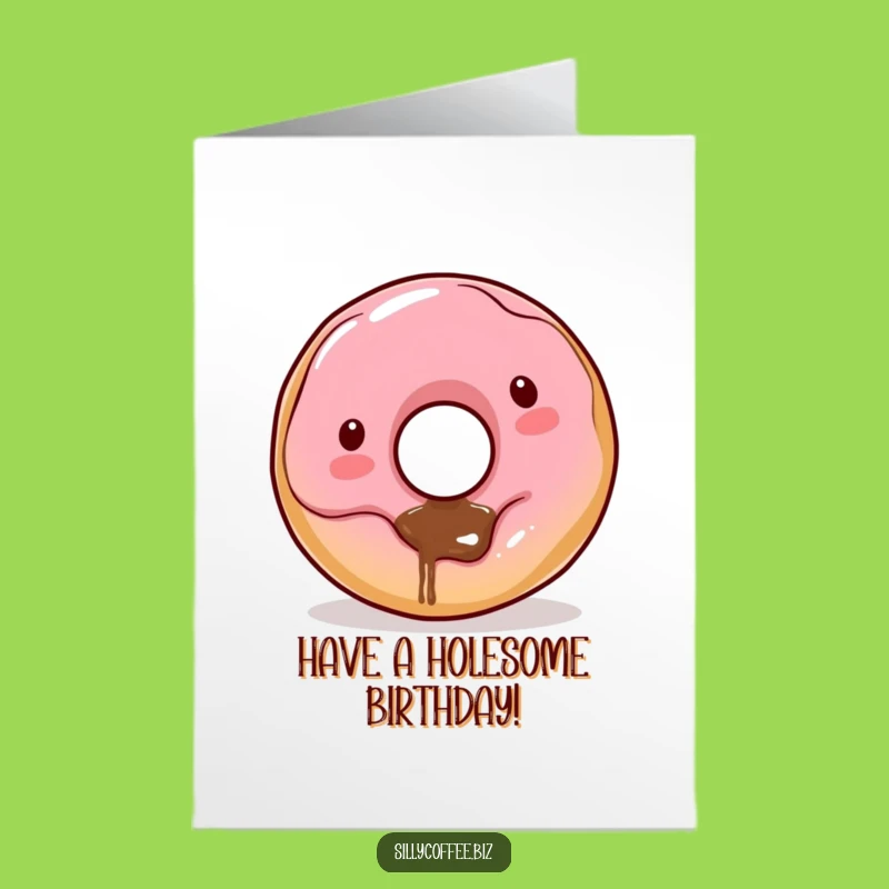 Free Printable Birthday Card: Funny Kawaii Donut Dribbling Coffee for a Sweet Celebration!