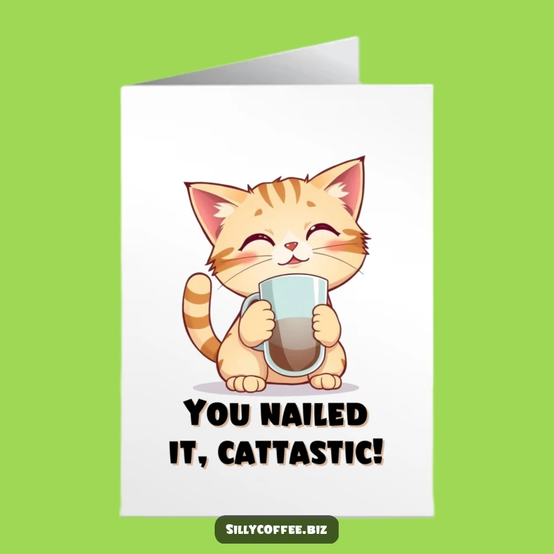 Free Printable Congrats Card: Feline Feats, Funny Downloadable Message for Tense Moments