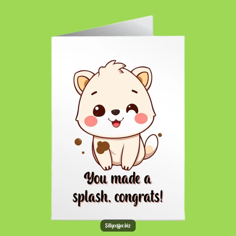 Free Printable Congrats Card: Humorous Coffee Stain Animal, Cheerful Downloadable Greeting