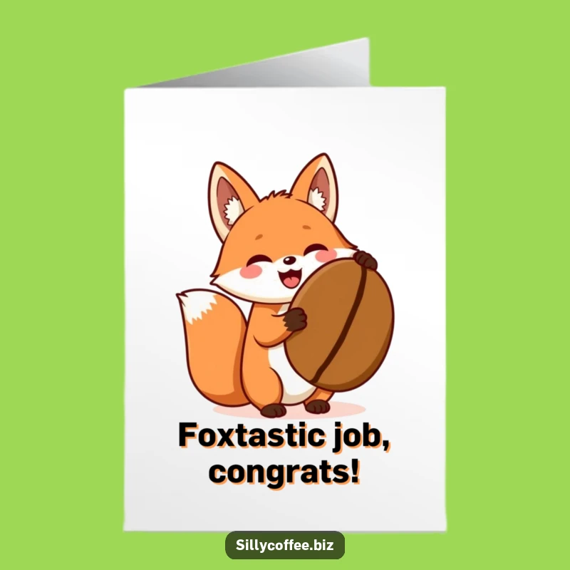 Free Printable Fox Coffee Congrats Card: Enthusiastic Downloadable Gift for Achievers