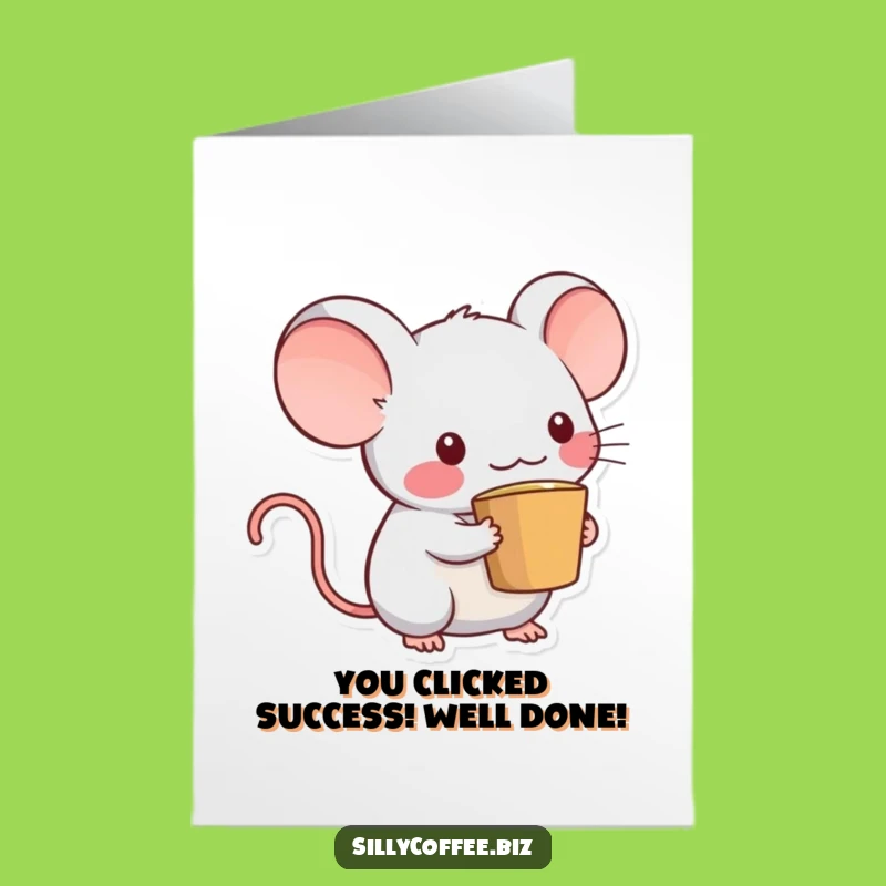 Free Printable Congrats Card: Kawaii Mouse & Coffee Tail for Your Awesome Achievement!