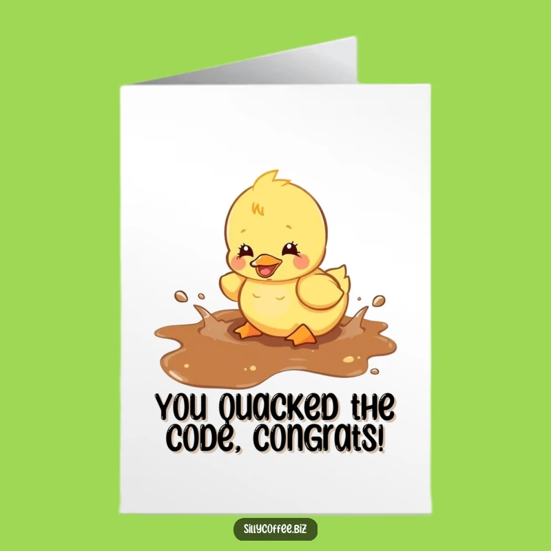 Free Printable Congrats Card: Duckling's Coffee Celebration, Funny Downloadable Message for Big Wins