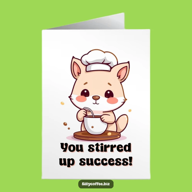 Free Printable Congrats Card: Humorous Chef Animal with Coffee, Joyful Downloadable Note