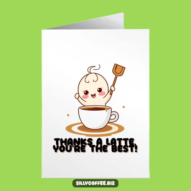 Free Printable Thank You Card: Kawaii Coffee Stirrer's Grateful Dance Downloadable