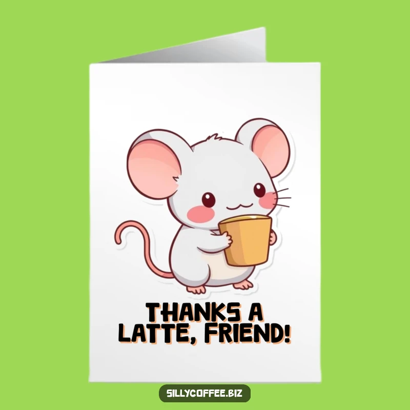Free Printable Thank You Card: Kawaii Mouse & Coffee Tail for Expressing Gratitude!