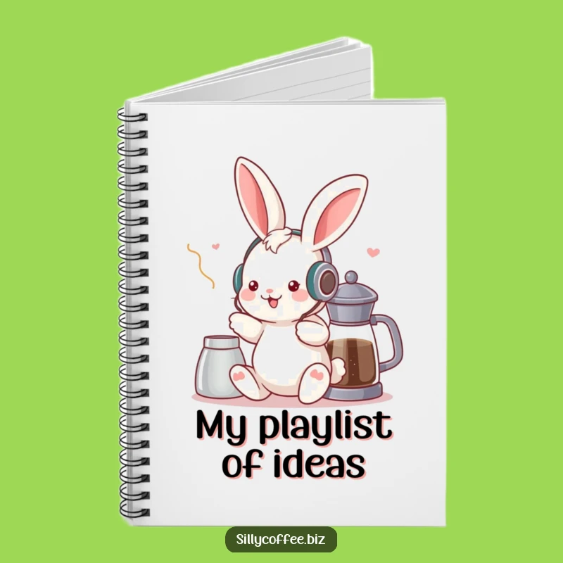 Funny Kawaii Bunny Notebook - Groovy Music & Coffee Journal