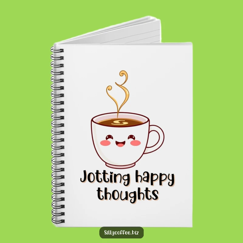 Kawaii Coffee Cup Funny Notebook: Happy Steaming Journal, Perfect Cute Gift