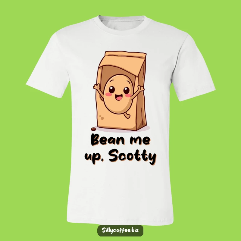 Excited Coffee Bean Funny T-Shirt: Kawaii Jumping Design, Energetic Gift