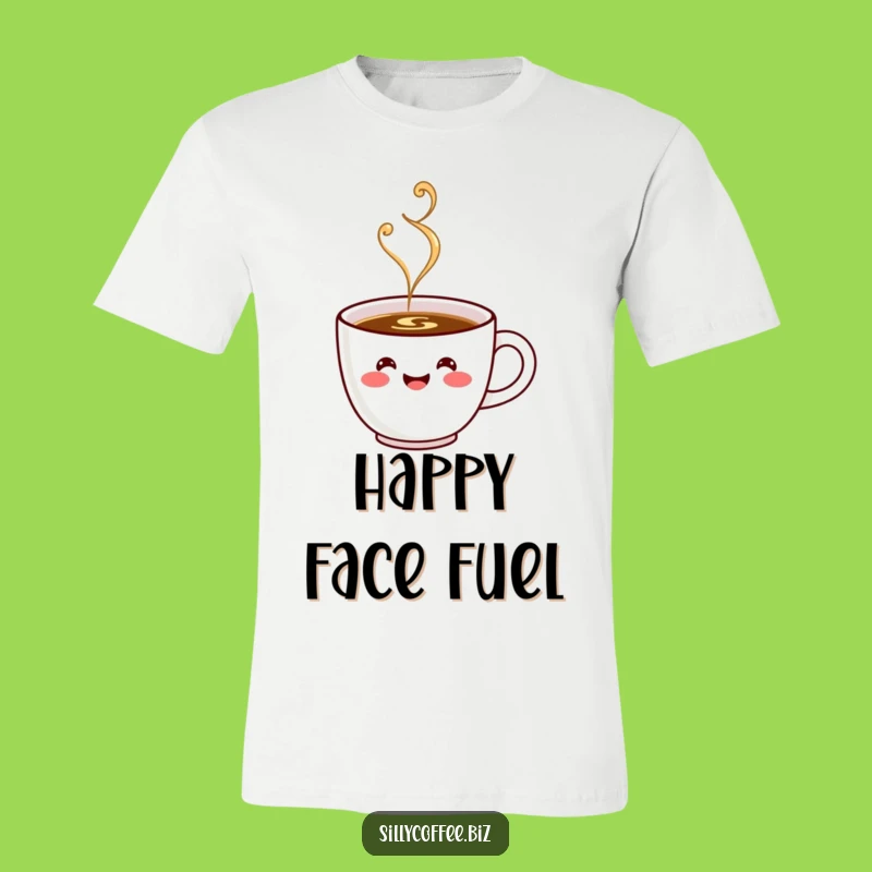 Kawaii Coffee Cup Funny T-Shirt: Happy Steaming Design, Adorable Gift for Coffee Fans