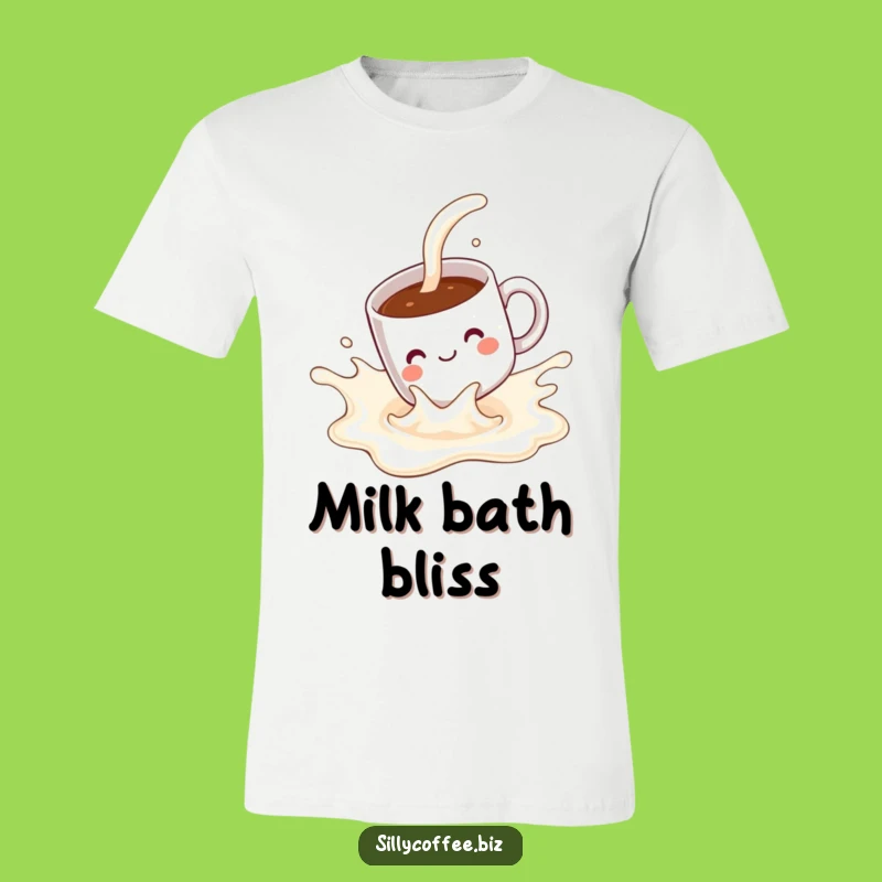 Sliding Mug Funny T-Shirt: Kawaii Milk Splash Design, Comical Coffee Gift